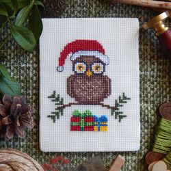 Postal Christmas Owl cross stitch pattern