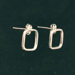 Open Square Stud Earrings Silver, Small Square Hoop Earrings, Geometric Women Earrings, Minimalist Sterling Silver Studs