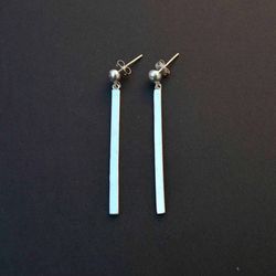 silver bar earrings, dangle silver earrings long drop silver earrings, minimalist jewelry silver post earrings for women