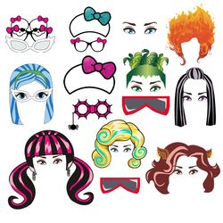 cute monster girls photo booth props, cute monster girls props, monster girls photo booth props, monster girls props