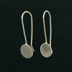 Minimalist Silver Disc Dangle Earrings For Women 925 Sterling Silver Handmade Geometric Jewelry, Gift For Her