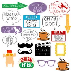 Friends TV Photo Booth Props, Friends TV Photo Props, Friends TV Props, Friends TV Clipart, Friends TV Vector