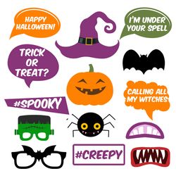 Halloween treat or trick Photo booth Props, Halloween Photo Booth Props, Halloween Photo Props, Halloween Porps, Vector
