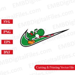 nike yoshi  svg file, yoshi super mario  png  svg, super mario yoshi ,yoshi  vector png,  cricut printing cut file