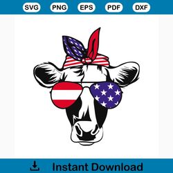 america cow svg, independence day svg, 4th of july svg, cow svg, cow head svg, cow sunglasses svg, patriotic svg, americ