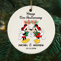 disney anniversary ornament, personalized santa minnie mickey celebrating christmas keepsake