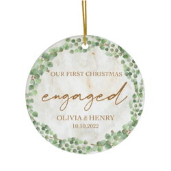 custom engagement keepsake, engaged christmas ornament 2023, personalized our first christmas engagement