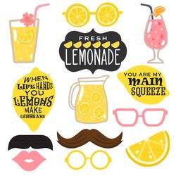 lemonade photo booth props, lemonade photo props, lemonade props, lemonade clipart, lemonade vector, lemonade