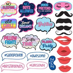 Sleep Over Party Photo booth Props, Sleep Over Party Photo Props, Sleep Over Party Props, Sleep Over Party Clipart