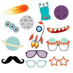 space photo booth props, space photo props, space props, space clipart, space vector