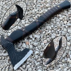unique viking axe custom handmade carbon steel blade axe camping axe christmas