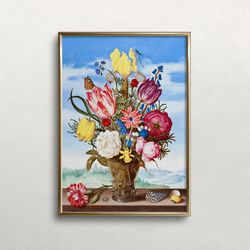 floral bouquet vintage wall art eclectic maximalist flowers wall art colorful wall art digital download printable