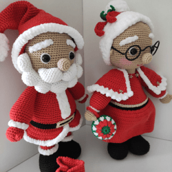 Santa Claus Doll Christmas Gift Stuffed Biracial Santa Claus and Mrs Santa Claus