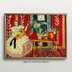 matisse print the lute vintage wall art woman lute player colorful wall art vibrant wall decor digital download p