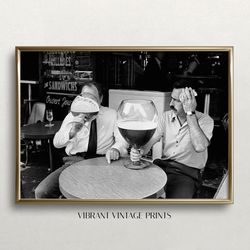 men drinking beer, black and white art, vintage wall art, giant beer glasses, funny, bar wall decor, digital download, p