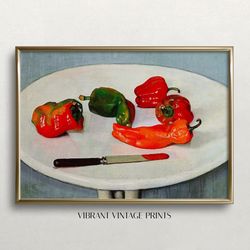 red peppers print vintage wall art farmhouse kitchen wall decor vegetables wall art colorful wall art download pri