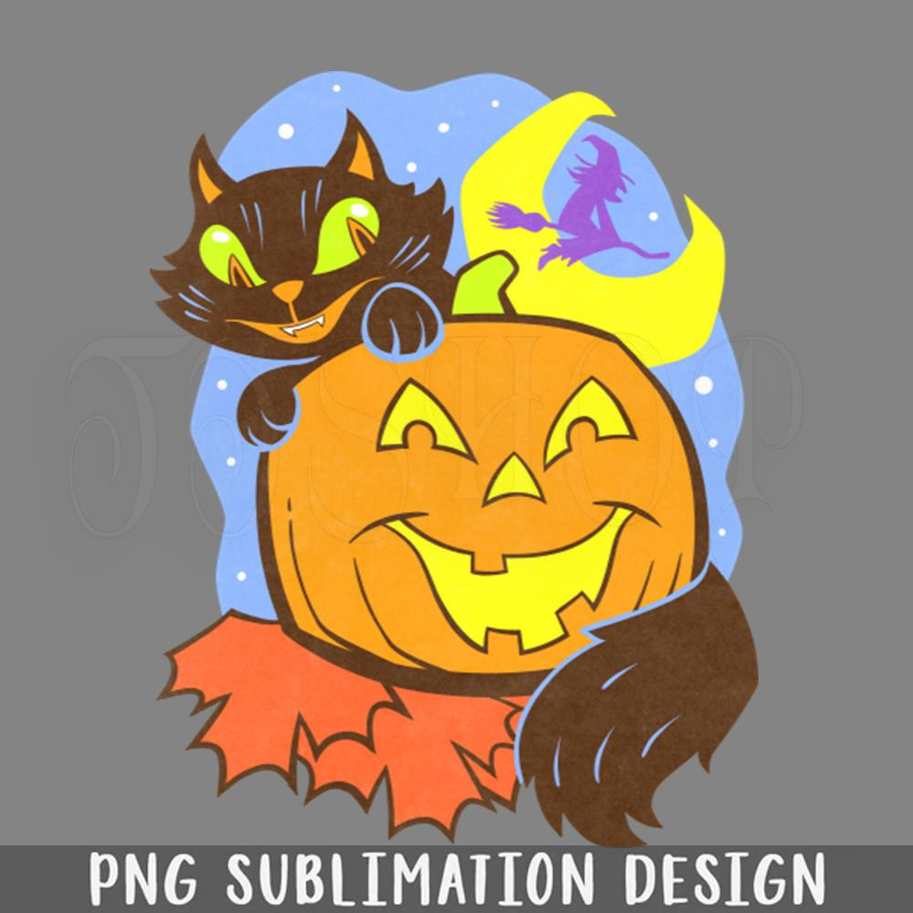 DMEE387-Halloween cat and pumpkin PNG Download.jpg