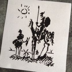 Cross stitch pattern Don Quixote (Picasso) / black and white cross stitch pattern / simple cross stitch chart PDF