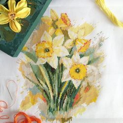 Cross stitch pattern Daffodils, watercolor flowers cross stitch chart, cross stitch pattern PDF