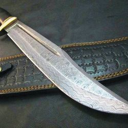 18in custom handmade damascus steel hunting crocodile dundee bowie knife &sheath