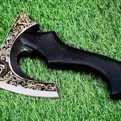 custom handmade carbon steel mini hunting axe ash wood handle & free sheath