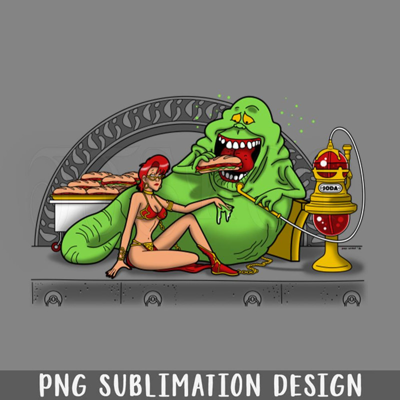 DMEE193-Funny host Slimer Alien Jabba and Leia Scifi Mashup PNG Download.jpg