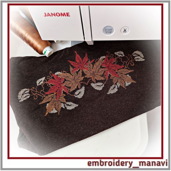 Machine_embroidery_design_autumn_leaf_border_cross_stitch