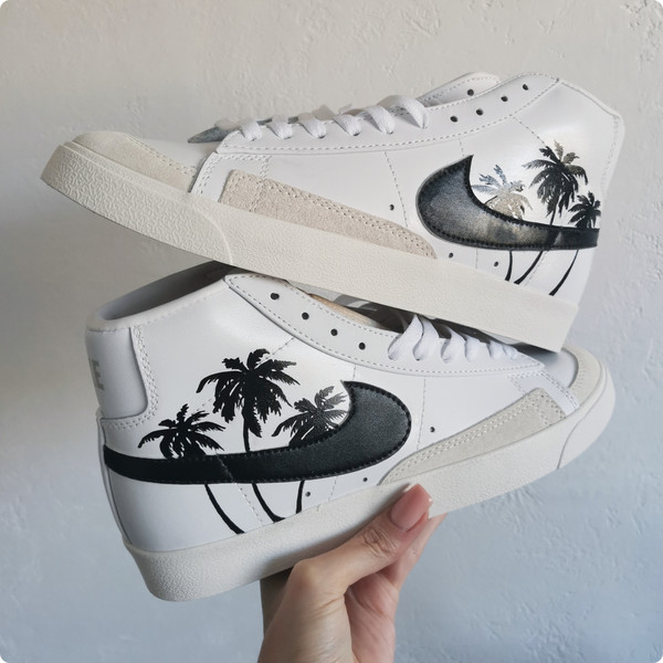 custom sneakers nike Blazer, woman shoes, hand painted sneakers, palm, graphics 2.jpg