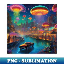 Alien Worlds  Surreal Jellyfish Cyborgs and Car 112 - Premium Sublimation Digital Download - Perfect for Creative Projects
