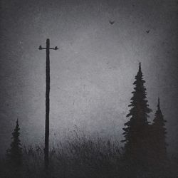 black white  forest oil painting