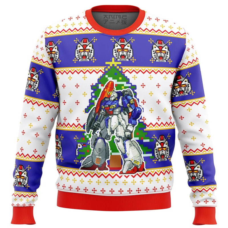 Gundam Xmas All Over Print Hoodie 3D Zip Hoodie 3D Ugly Christmas Sweater 3D Fleece Hoodie