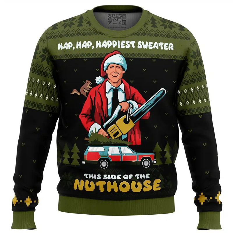 Happiest Sweater this Side of the Nuthouse National Hoodie 3D Zip Hoodie 3D Ugly Christmas Sweater 3D Fleece Hoodie