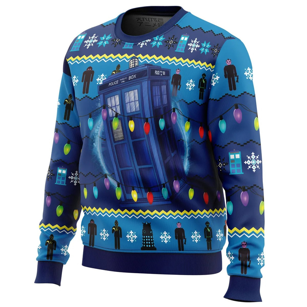 WHO'S Outside Doctor Who All Over Print Hoodie 3D Zip Hoodie 3D Ugly Christmas Sweater 3D Fleece Hoodie
