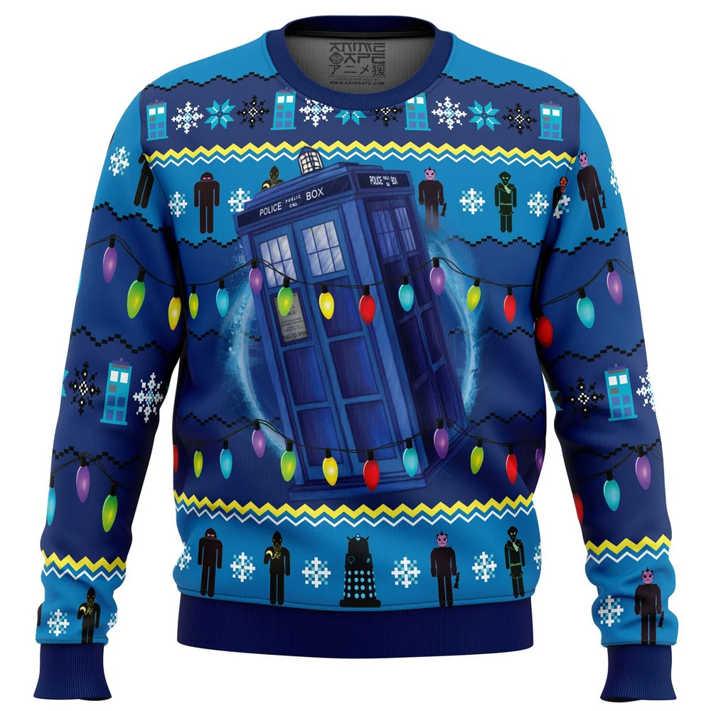 WHO'S Outside Doctor Who All Over Print Hoodie 3D Zip Hoodie 3D Ugly Christmas Sweater 3D Fleece Hoodie