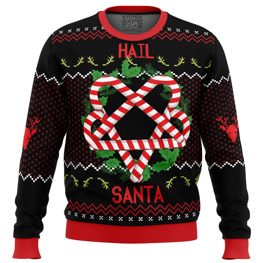 Hail Santa All Over Print Hoodie 3D Zip Hoodie 3D Ugly Christmas Sweater 3D Fleece Hoodie