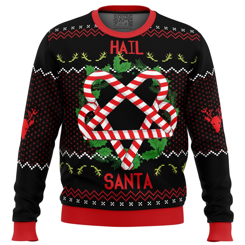 Hail Santa All Over Print Hoodie 3D Zip Hoodie 3D Ugly Christmas Sweater 3D Fleece Hoodie