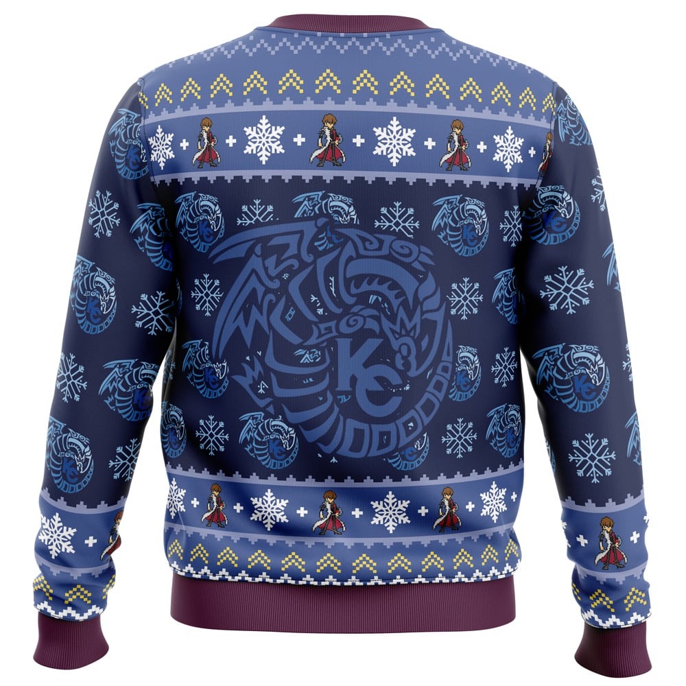 Kaiba Blue-Eyes White Dragon Christmas Yugioh Hoodie 3D Zip Hoodie 3D Ugly Christmas Sweater 3D Fleece Hoodie