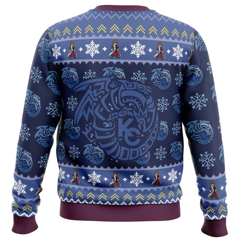Kaiba Blue-Eyes White Dragon Christmas Yugioh Hoodie 3D Zip Hoodie 3D Ugly Christmas Sweater 3D Fleece Hoodie