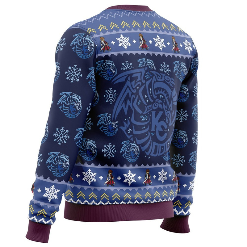 Kaiba Blue-Eyes White Dragon Christmas Yugioh Hoodie 3D Zip Hoodie 3D Ugly Christmas Sweater 3D Fleece Hoodie