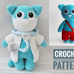 crochet pattern cat toy medical doll toy amigurumi cat - amigurumi tutorial pdf file