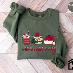 Christmas Shirts for Women, Christmas Book Shirt, Book Lover Gift, Merry Christmas Shirt, Bookish Shirt, Coffee Lover Sh