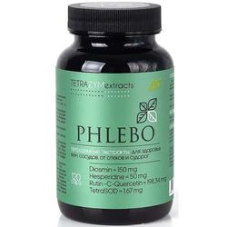PHLEBO tetrazyme extracts - superoxidant for veins, blood vessels, lymphatic drainage, swelling and cramps 120 capsules