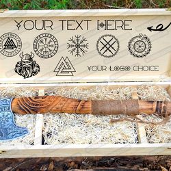 viking axe engraved & personalized wooden box gift for husband/men on wedding, anniversary, birthday, groomsmen ,gift fo