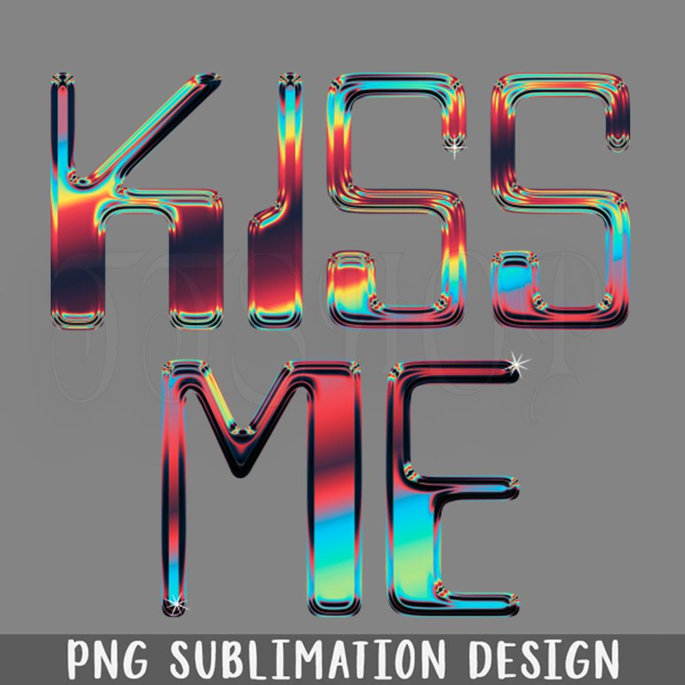 DMG492-Kiss Me Retro Chrome Typographic Design PNG Download.jpg