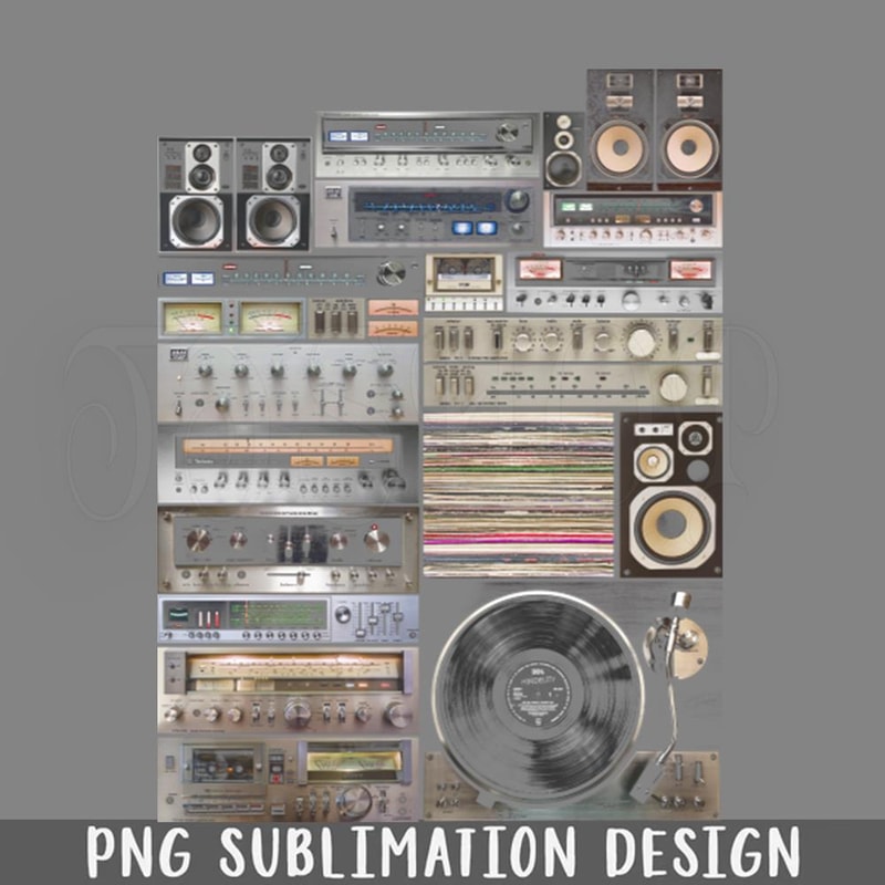 DMEE646-Hifidelity Vintage Music HiFi Sound system setup collage art PNG Download.jpg