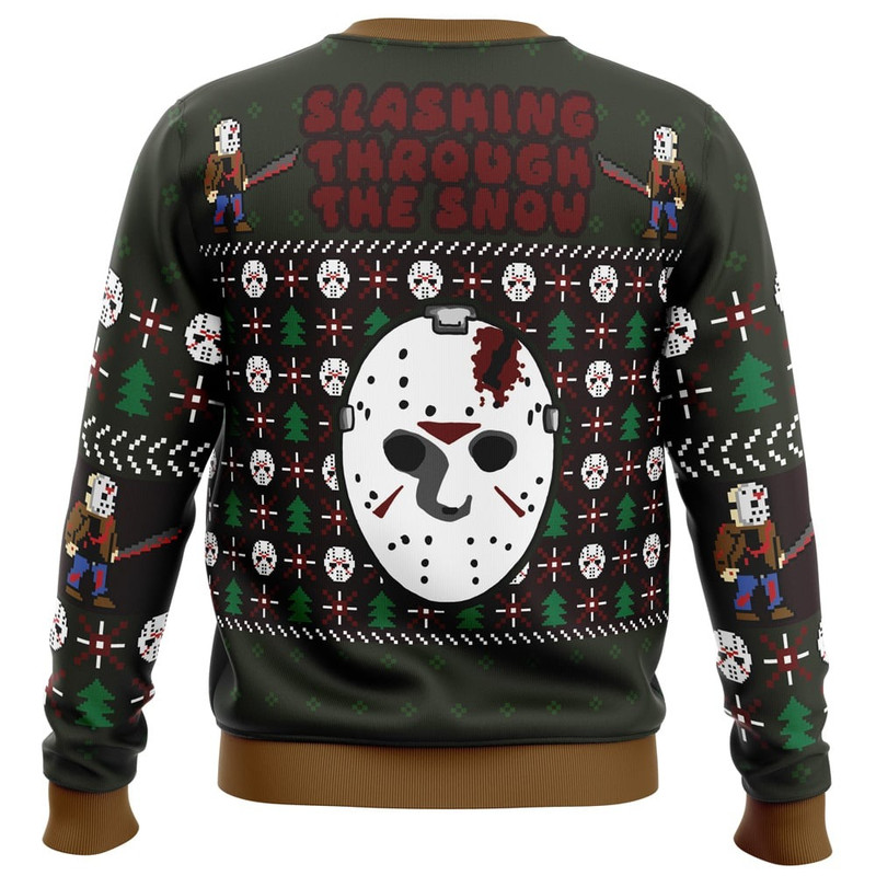 Slashing Through The Snow Jason Voorhees All Over Print Hoodie 3D Zip Hoodie 3D Ugly Christmas Sweater 3D Fleece Hoodie