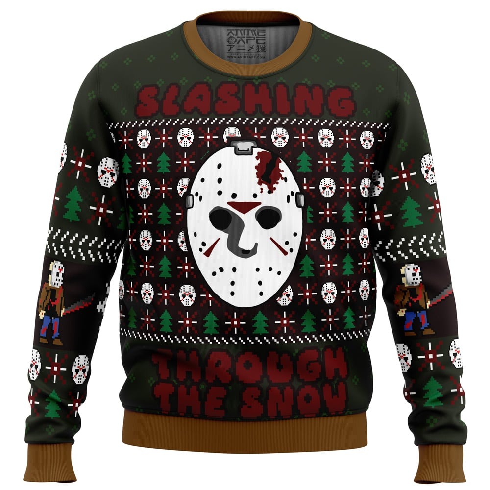 Slashing Through The Snow Jason Voorhees All Over Print Hoodie 3D Zip Hoodie 3D Ugly Christmas Sweater 3D Fleece Hoodie