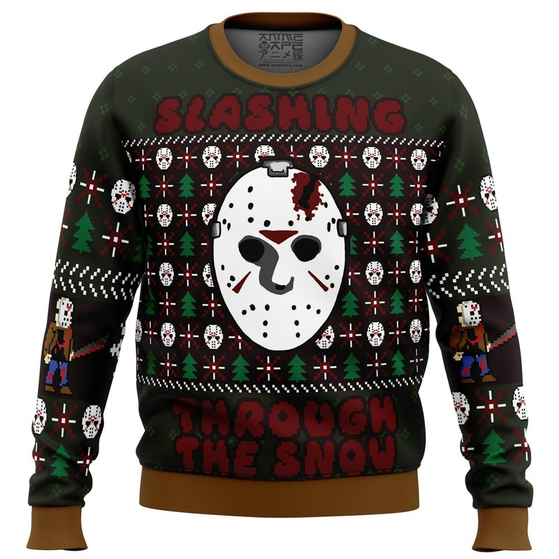 Slashing Through The Snow Jason Voorhees All Over Print Hoodie 3D Zip Hoodie 3D Ugly Christmas Sweater 3D Fleece Hoodie