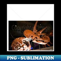 the triceratops dinosaur fossil in museum portrait ecopop photo art - Premium PNG Sublimation File - Enhance Your Apparel with Stunning Detail