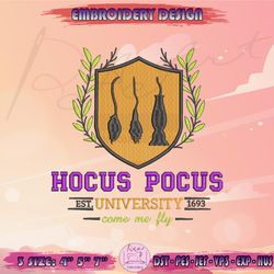 hocus pocus university embroidery design, sanderson sisters embroidery, witch embroidery, halloween embroidery, machine embroidery designs